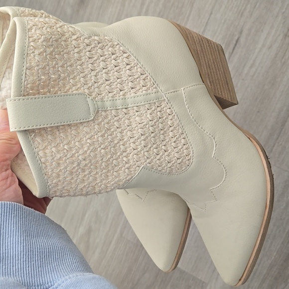 Dolce Vita Cream Woven Heeled Boots - Picture 6 of 11